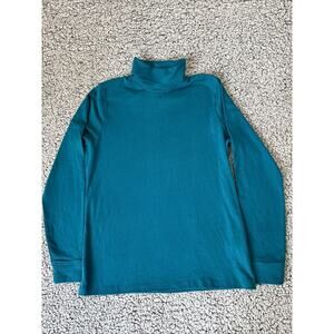 LL Bean Sz Sm Turtleneck Shirt Womens Large Turquoise Long Sleeve Gorpcore NWT